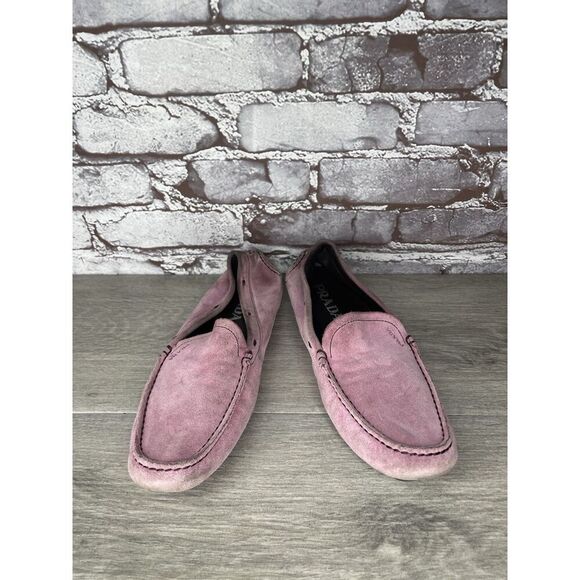 Prada Pink Suede Leather Driving Loafers Shoes Women Sz 38EU/7.5M US - Picture 11 of 16